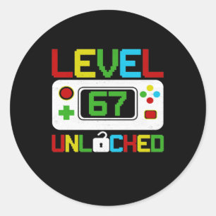 Sticker Rond Niveau 67 Jeu vidéo déverrouillé 10e anniversaire 