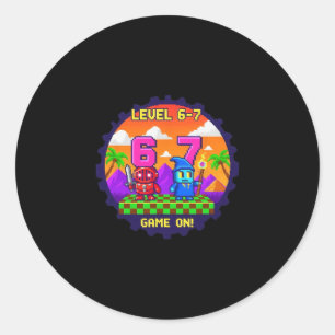 Sticker Rond Niveau 6 7 Jeu Pixel Art Six Sept Joueurs 