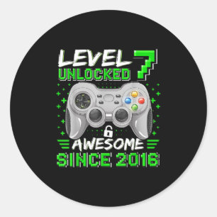 Sticker Rond Niveau 7 Déverrouillé Awesome 2016 jeu vidéo 7e na