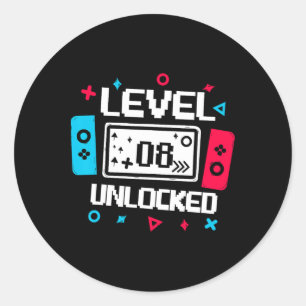 Sticker Rond Niveau 8 Débloqué Joueur - Vidéo Cadeau 8ème Anniv