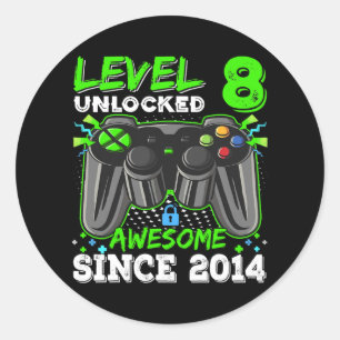 Sticker Rond Niveau 8 Déverrouillé Awesome 2014 Jeu vidéo 8e