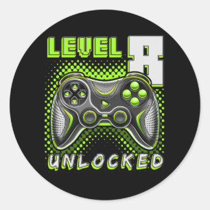 Sticker Rond Niveau 8 Jeu vidéo déverrouillé 8e Jeu d'anniversa