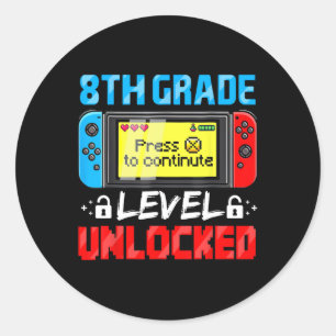 Sticker Rond Niveau 8ème Débloqué Joueur Premier Jour D'école