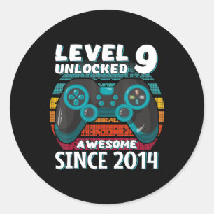 Sticker Rond Niveau 9 Déverrouillé Awesome 2014 jeu vidéo 9e na