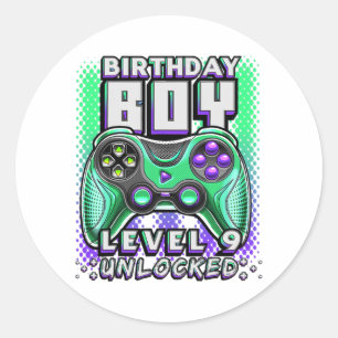 Sticker Rond Niveau 9 Jeu vidéo déverrouillé 9e Jeu d'anniversa