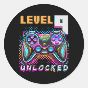 Sticker Rond Niveau 9 Jeu vidéo déverrouillé 9e Jeu d'anniversa