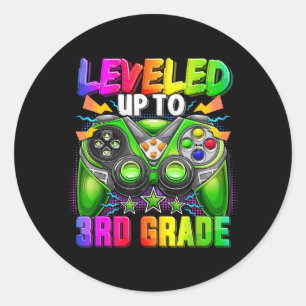 Sticker Rond Niveau Atteint 3e Année Élève Gamer Retour à l'Éco