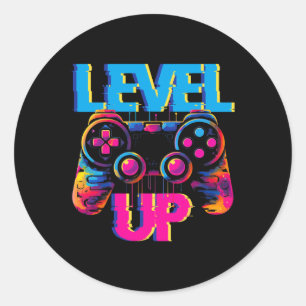 Sticker Rond Niveau de jeu haut contrôleur de jeu vidéo jeu pop