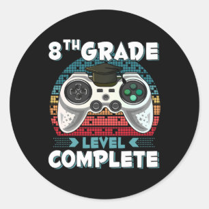 Sticker Rond Niveau de niveau complet Gamer 8e grade Gi