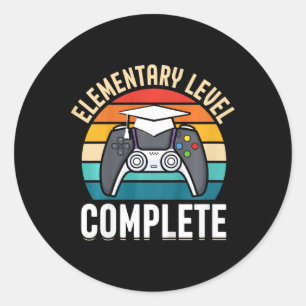 Sticker Rond Niveau Élémentaire Enfants Gamer Complet Classe De