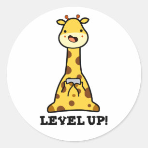 Sticker Rond Niveau Haut Funny Giraffe Pun