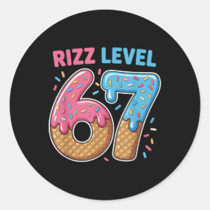 Sticker Rond Niveau Rizz 67 Génération Alpha d'argot 67ème Numé