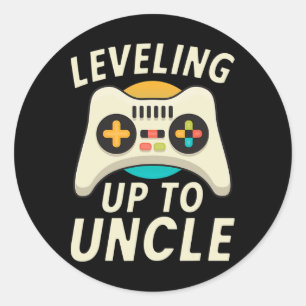 Sticker Rond Niveau supérieur à Oncle Gaming Gamer Famille Frèr