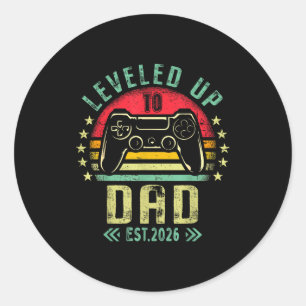 Sticker Rond Niveau Supérieur Papa 2026 Promu Au Niveau Papa Dé