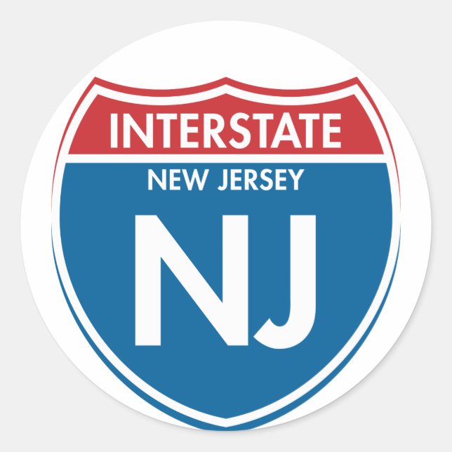 Sticker Rond NJ Interstate New Jersey (Devant)