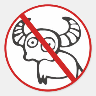 Sticker Rond NO Bison d'eau ⚠ drôle Asiatique signes thaïlandai