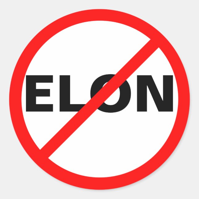 STICKER ROND "NO ELON" (Devant)