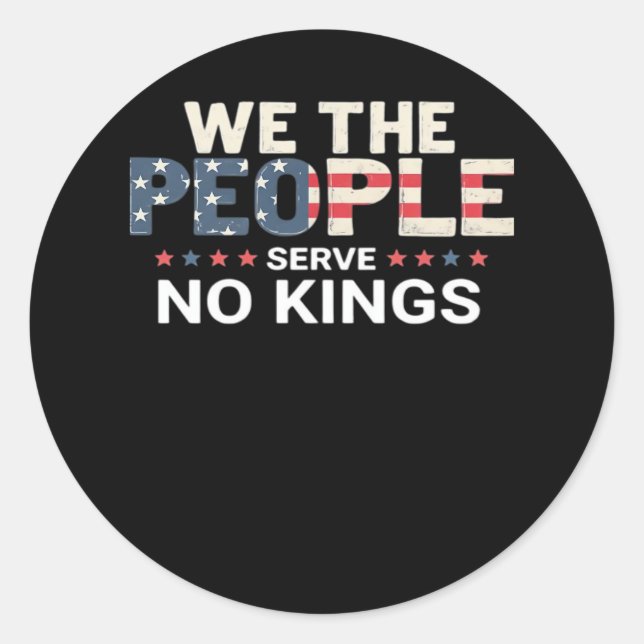 Sticker Rond No King Patriotic Freedom No Kings In America Crea (Devant)