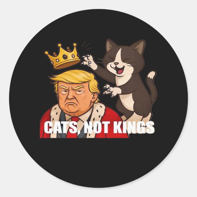 Sticker Rond No Kings Anti Cats Funny Classic Style (Devant)
