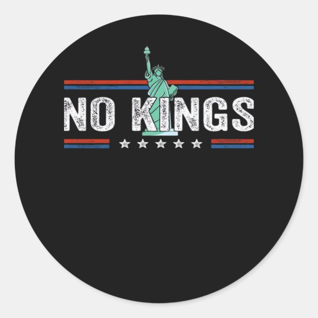 Sticker Rond No Kings Day Retro Classic Design (Devant)