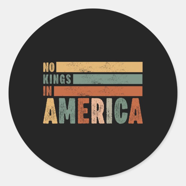 Sticker Rond No Kings In America Flag Protest Save Democracy 11 (Devant)