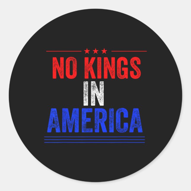 Sticker Rond No Kings In America Flag Protest Save Democracy 12 (Devant)