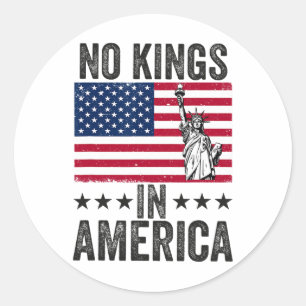 Sticker Rond No Kings In America Flag Protest Save Democracy 6