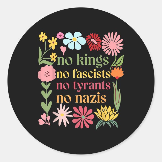 Sticker Rond No Kings In America No Fascists We The People Poli (Devant)