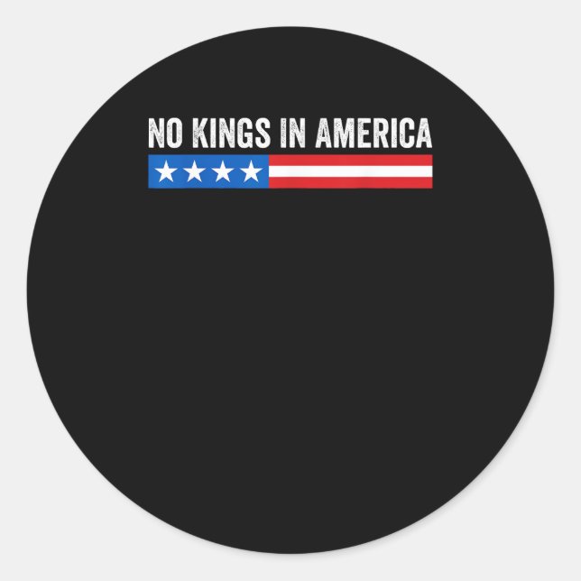 Sticker Rond No Kings In America Patriotic Style (Devant)