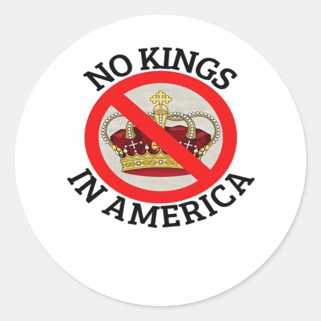 Sticker Rond No Kings In America Patriotic Style (Devant)