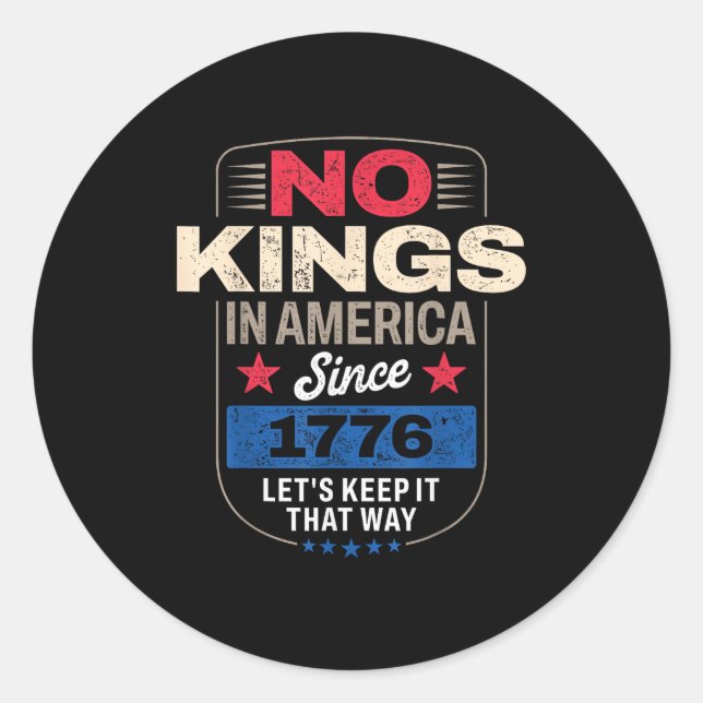 Sticker Rond No Kings In America Retro Classic (Devant)