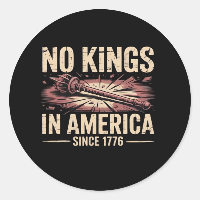 Sticker Rond No Kings In America Since 1776 King Free Classic V (Devant)