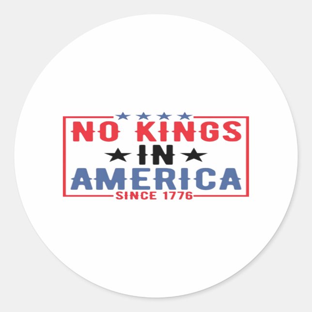 Sticker Rond No Kings In America Since 1776 Patriotic Independe (Devant)