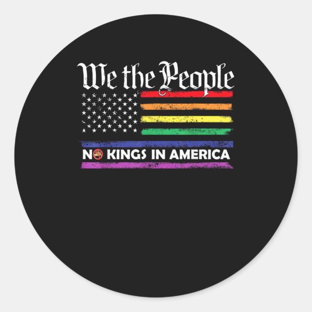 Sticker Rond No Kings In America We The People Creative Design (Devant)