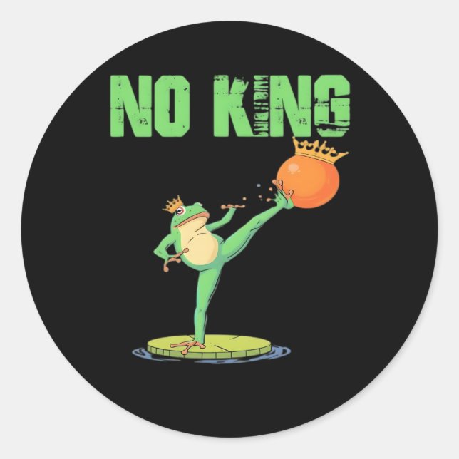 Sticker Rond No Kings Portland Frog Protest – Funny Anti-Author (Devant)