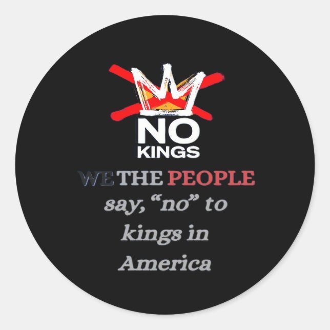 Sticker Rond No Kings We the People Freedom Classic Style (Devant)