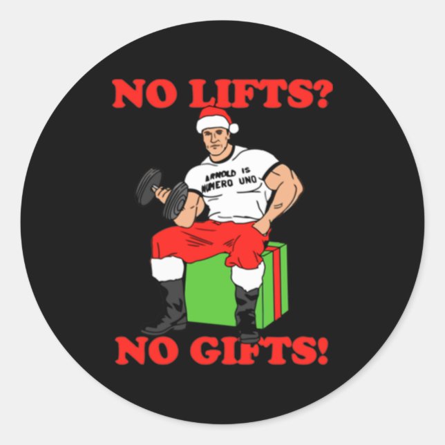 Sticker Rond No Lifts No Arnold Schwarzenegger Christma  (Devant)