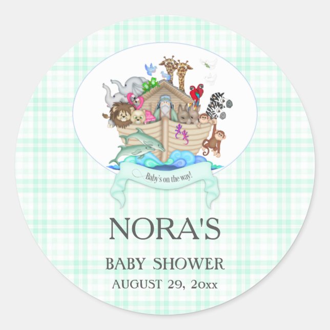 Sticker Rond Noah's Ark Animals Mint En vichy (Devant)