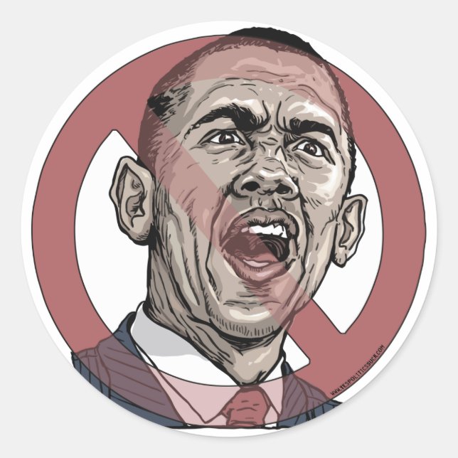 Sticker Rond Nobama Anti Obama Cercle Slash Gear (Devant)