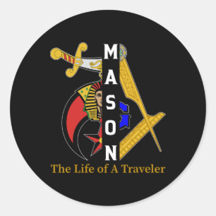 Sticker Rond Noble Shriner Mason La Vie Du Voyageur Freemason