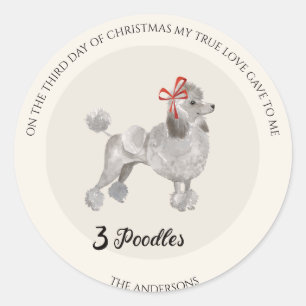 Sticker Rond Noël 12 chiens de Noël jour de 12 jours troisiè