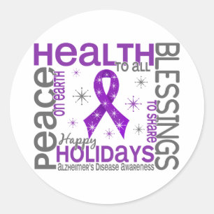Sticker Rond Noël 4 Maladie d'Alzheimer Snowflakes