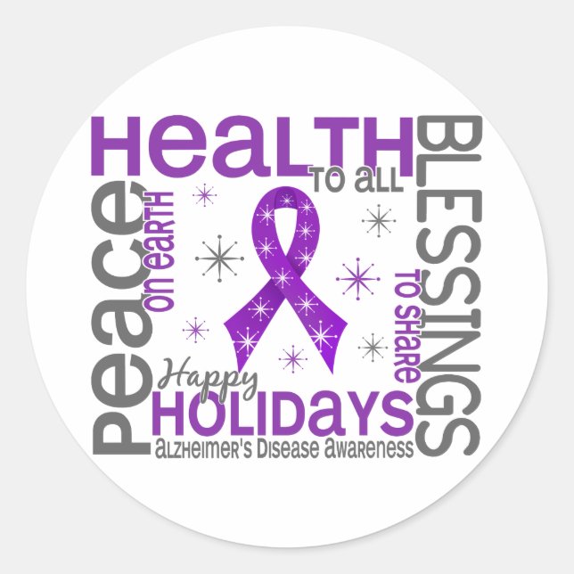 Sticker Rond Noël 4 Maladie d'Alzheimer Snowflakes (Devant)