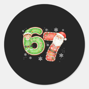 Sticker Rond Noël 6 7 Six Sept Drôle 67 Mème Père Noël