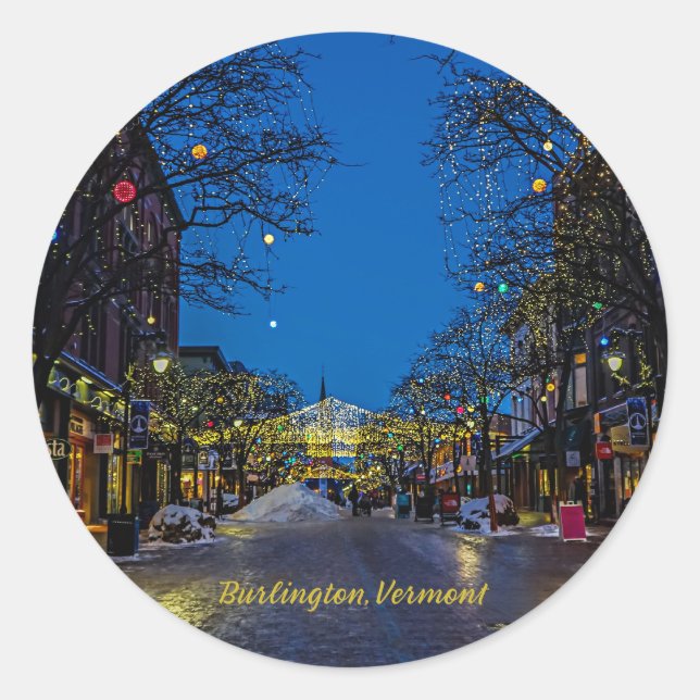Sticker Rond Noël à Burlington, Vermont (Devant)