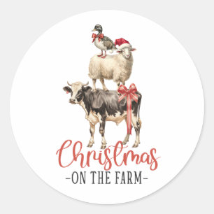 Sticker Rond Noël à la ferme Barnyard animal