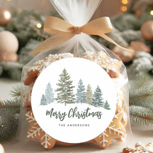 Sticker Rond Noël à l'arbre à pin rustique