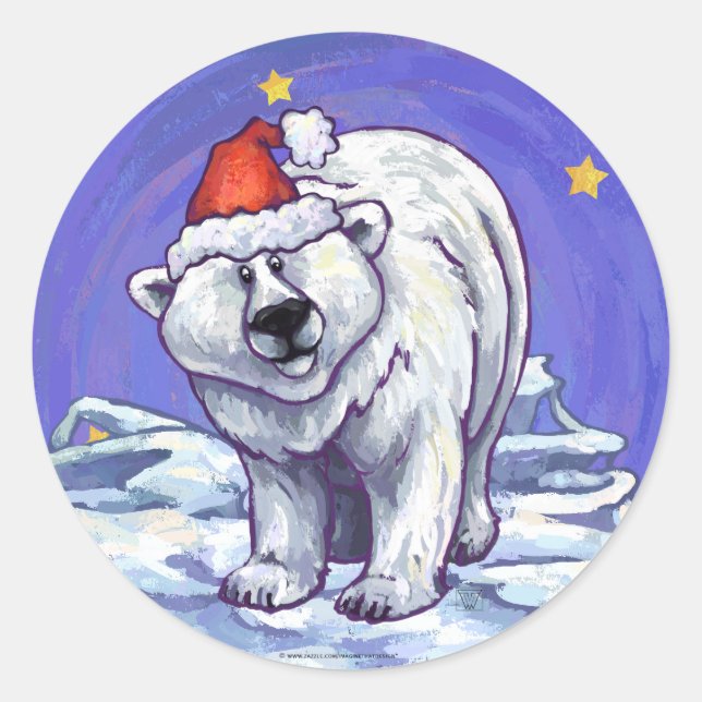 Sticker Rond Noël à l'ours polaire (Devant)