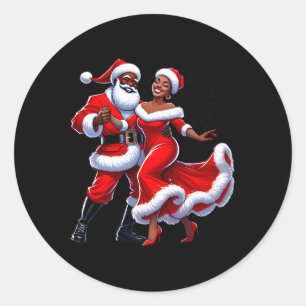 Sticker Rond Noël Africain Père Noël Mme Claus Danser Africain