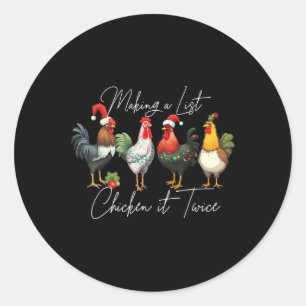 Sticker Rond Noël Amant de poulet Noël Noël Feu de chapeau de N
